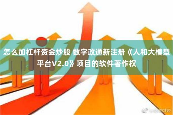 怎么加杠杆资金炒股 数字政通新注册《人和大模型平台V2.0》项目的软件著作权