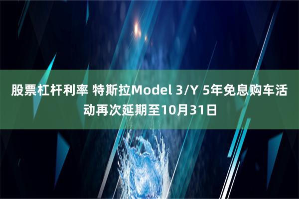 股票杠杆利率 特斯拉Model 3/Y 5年免息购车活动再次