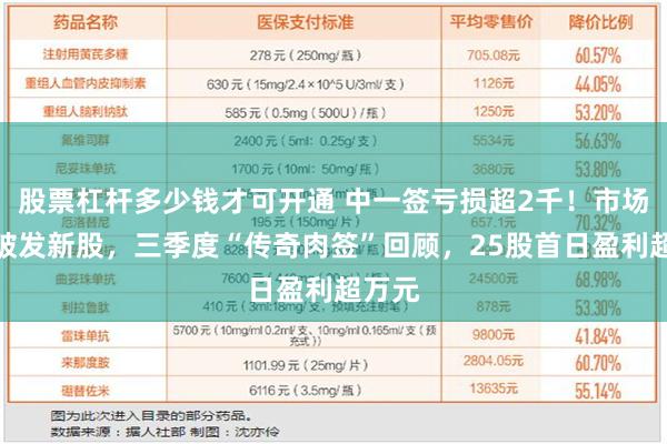 股票杠杆多少钱才可开通 中一签亏损超2千！市场再迎破发新股，三季度“传奇肉签”回顾，25股首日盈利超万元